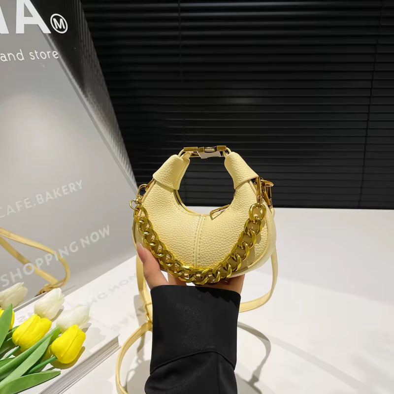 2025 New Trending Candy Color Fashion PU Ladies Mini Handbag Shoulder Crossbody Cute Girls Coin Purse Women Mini Bags with Chain