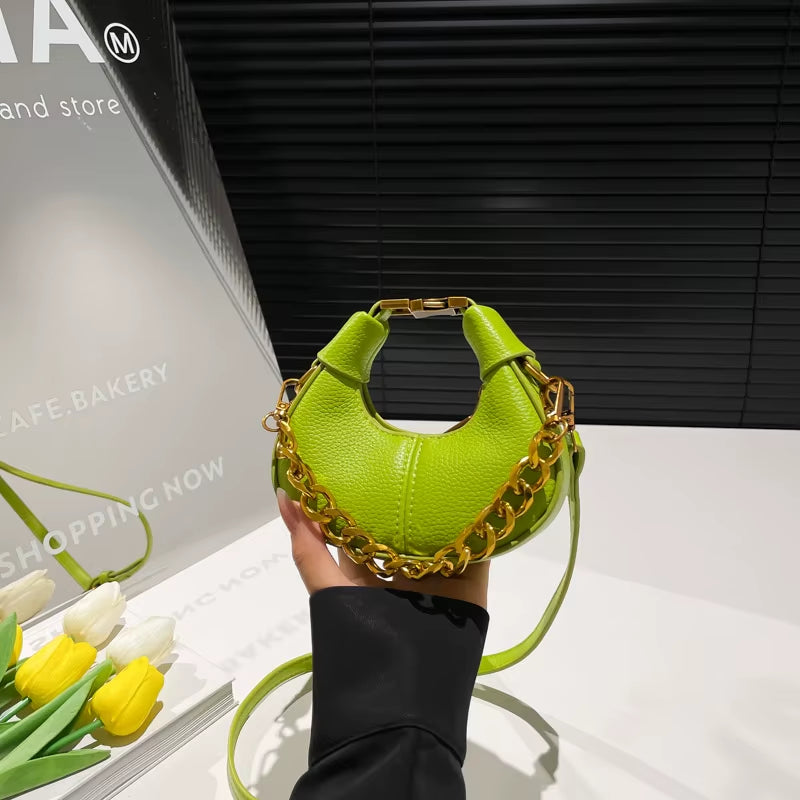 2025 New Trending Candy Color Fashion PU Ladies Mini Handbag Shoulder Crossbody Cute Girls Coin Purse Women Mini Bags with Chain